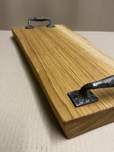 Load image into Gallery viewer, Handmade Oak Waney Edge Double Handled Serving/charcuterie Board