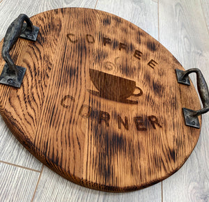 Handmade oak 17” round serving/ charcuterie board